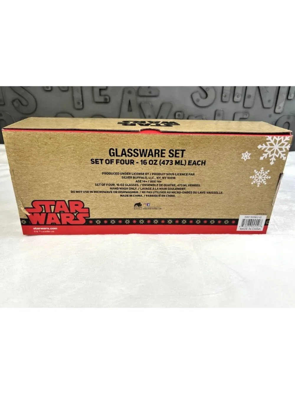 Disney Star Wars 16 oz Christmas glasswear set of 4